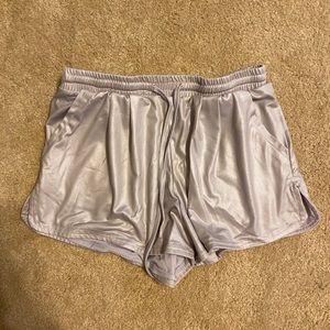 White Metallic shorts with pockets!